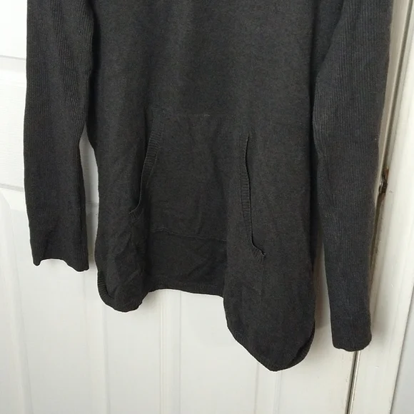 $Cyrus dark grey hooded pullover lightweight pocket ribbed sleeve sweater Size S - Picture 3 of 9